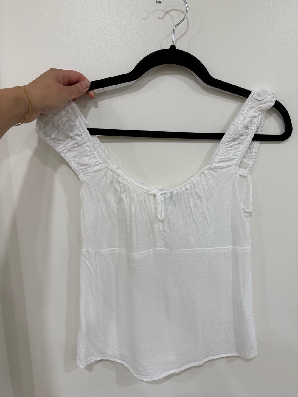 Dynamite White Ruffled Strap Tank Top